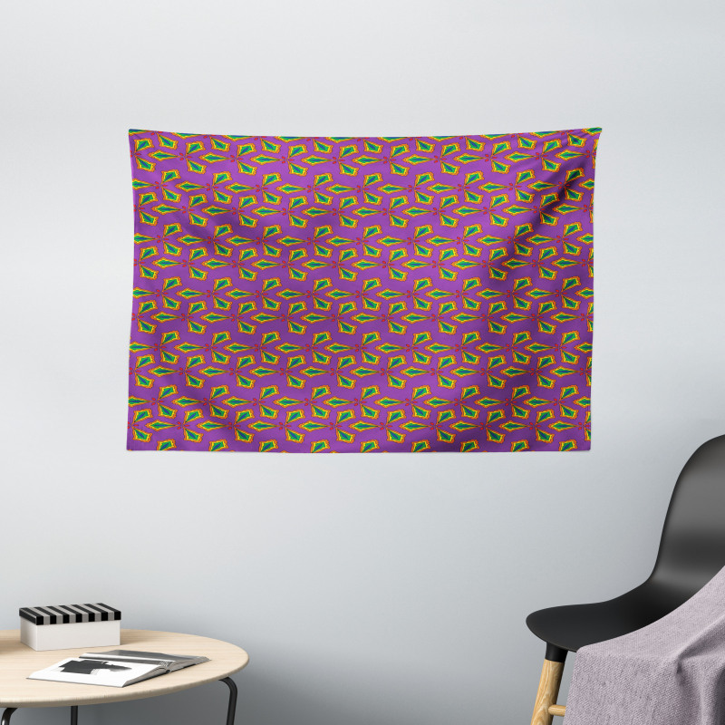 Geometric Floral Shapes Wide Tapestry