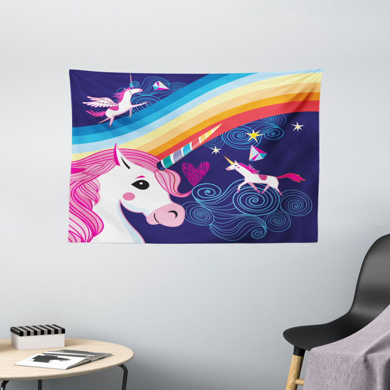 Mythical Animals in the Sky Wide Tapestry