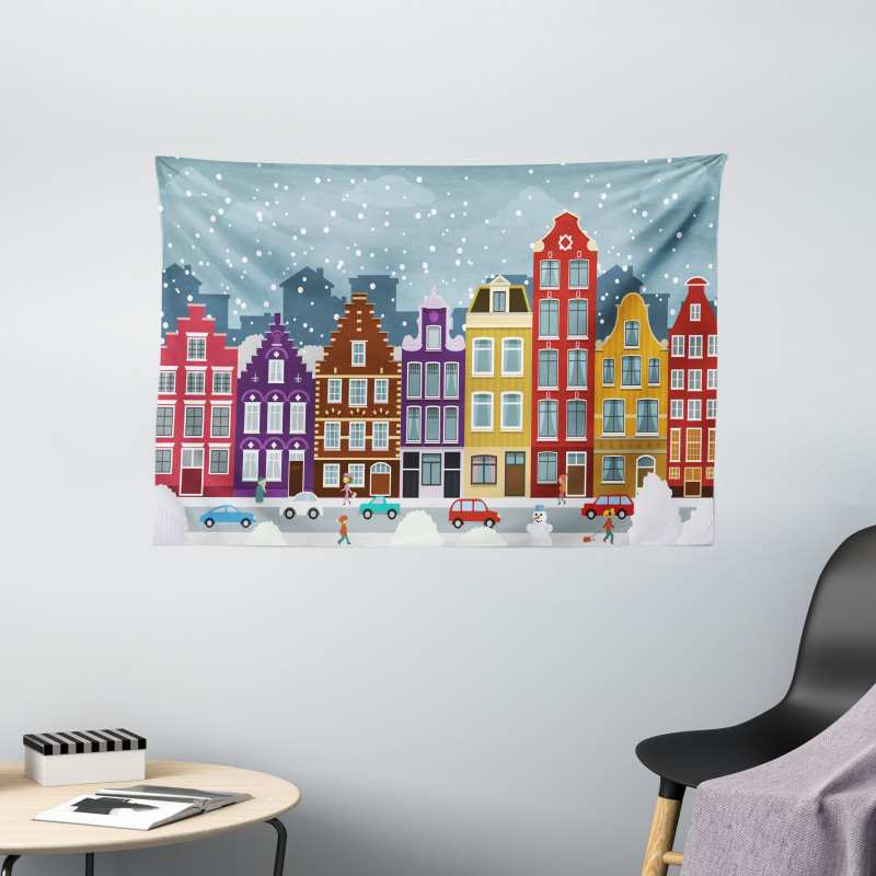 Dutch Town in the Winter Wide Tapestry