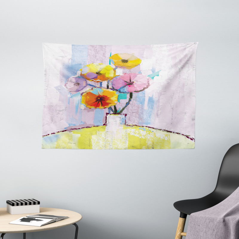 Abstract Oil Paint Art Wide Tapestry