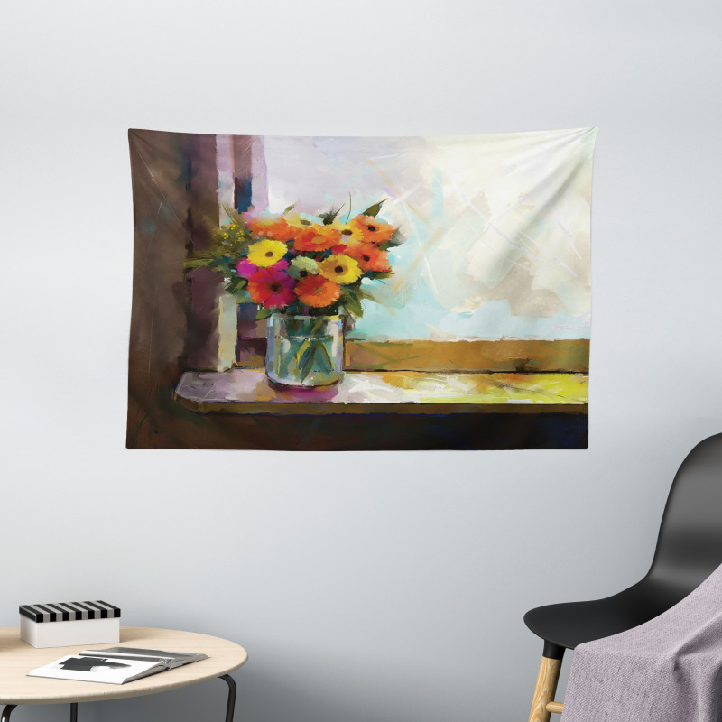 Bouquet in a Vase Art Wide Tapestry