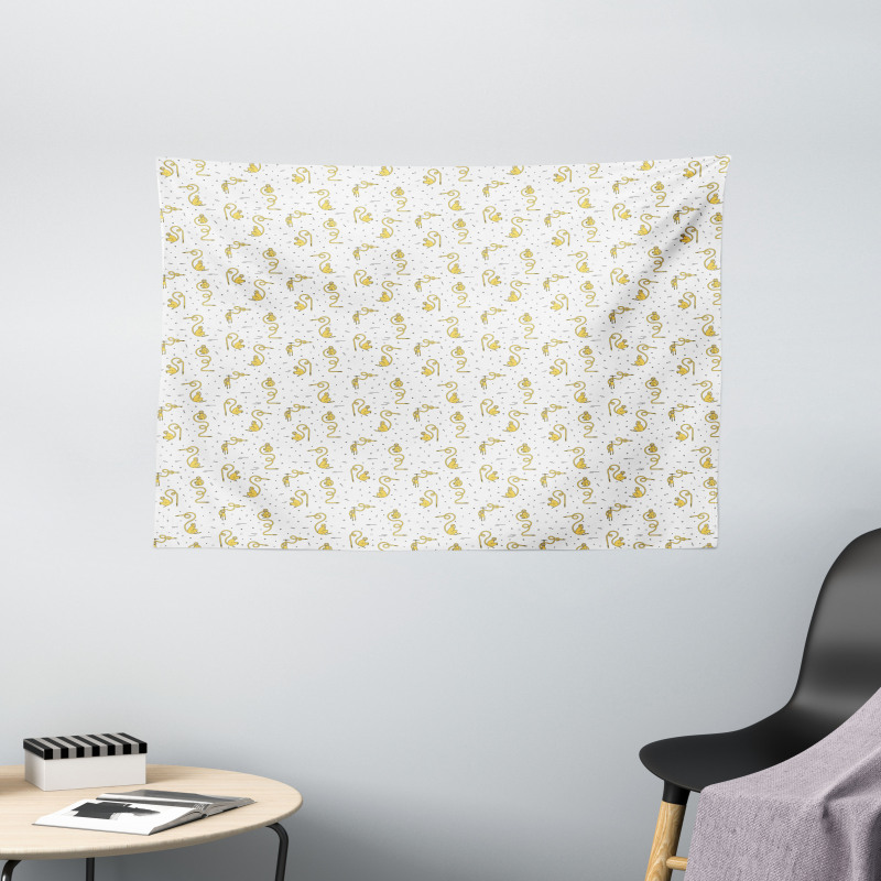 Funny Animals Geometrical Wide Tapestry