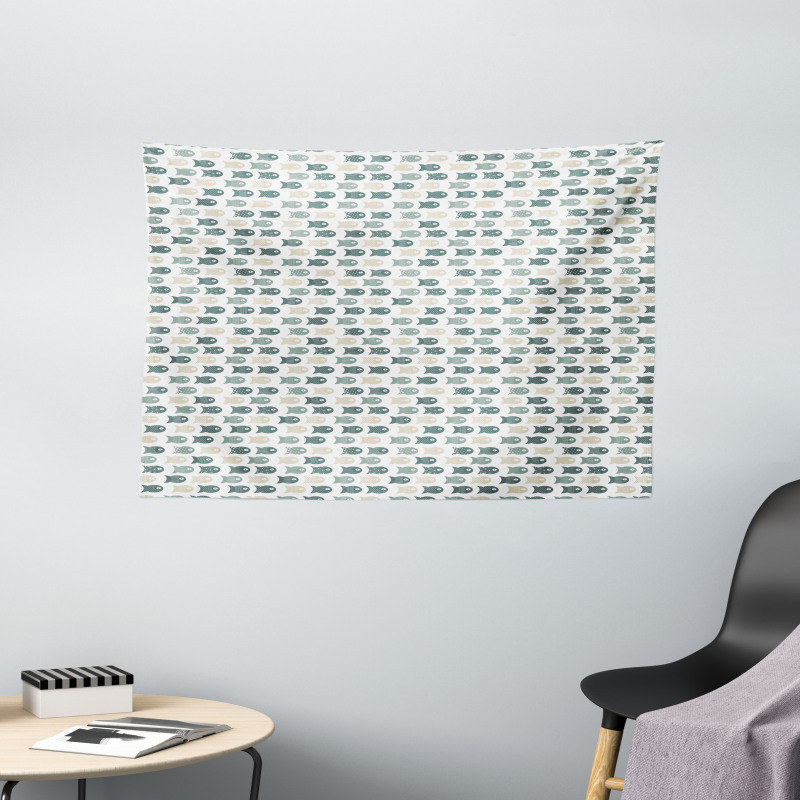 Dost and Stripes Illustration Wide Tapestry
