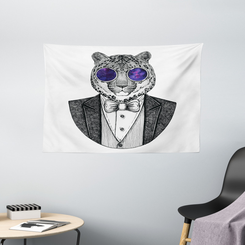 Hipster Animal in a Suit Wide Tapestry
