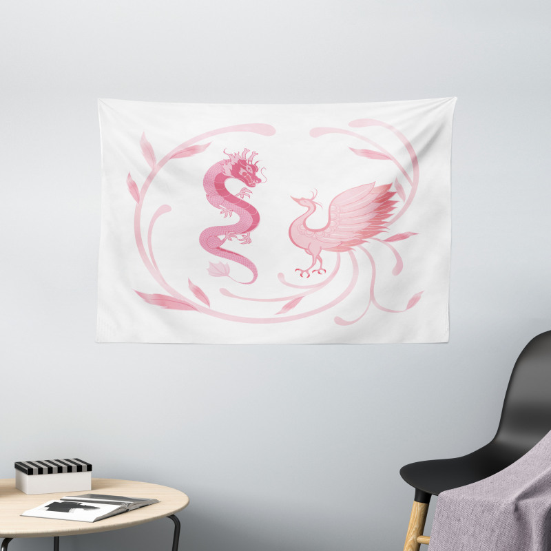 Dragon Mythical Bird Wide Tapestry