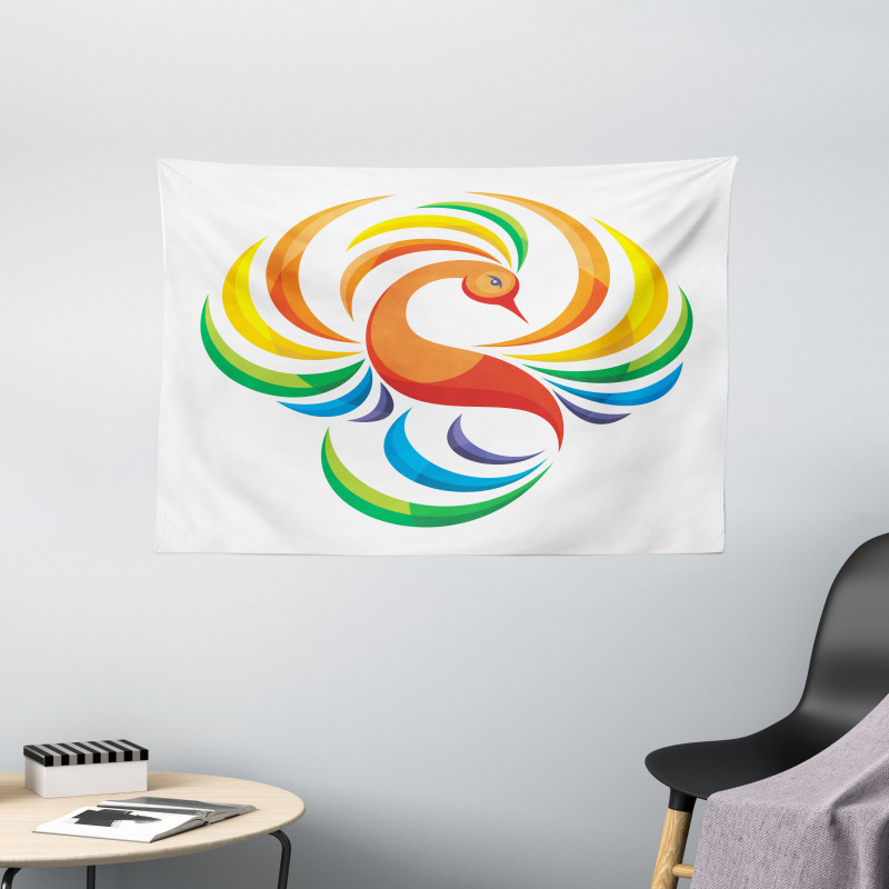 Rainbow Toned Bird Wide Tapestry