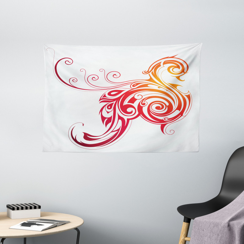 Bird Swirly Wings Wide Tapestry