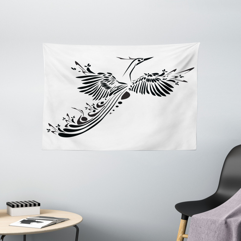 Minimalist Mystic Bird Fly Wide Tapestry