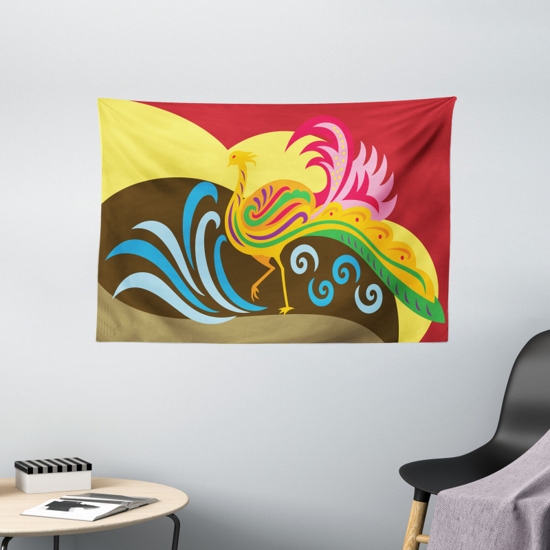 Colorful Abstract Ethnic Wide Tapestry