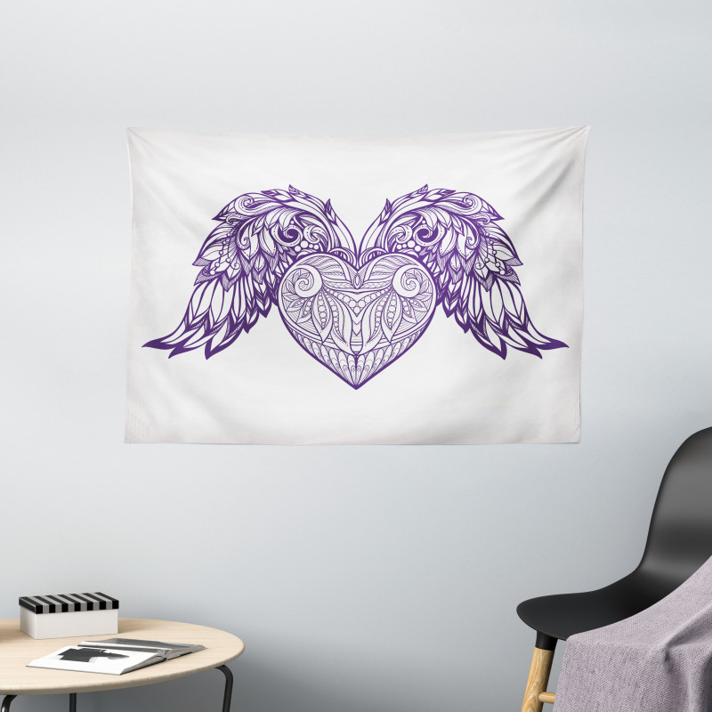 Heart Botany Ornate Wide Tapestry