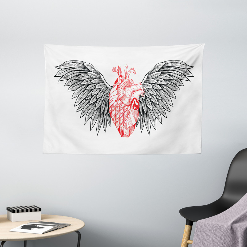 Realist Human Heart Wide Tapestry