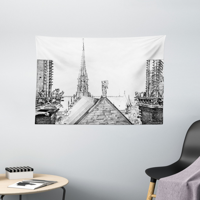 Monument Sketch Wide Tapestry