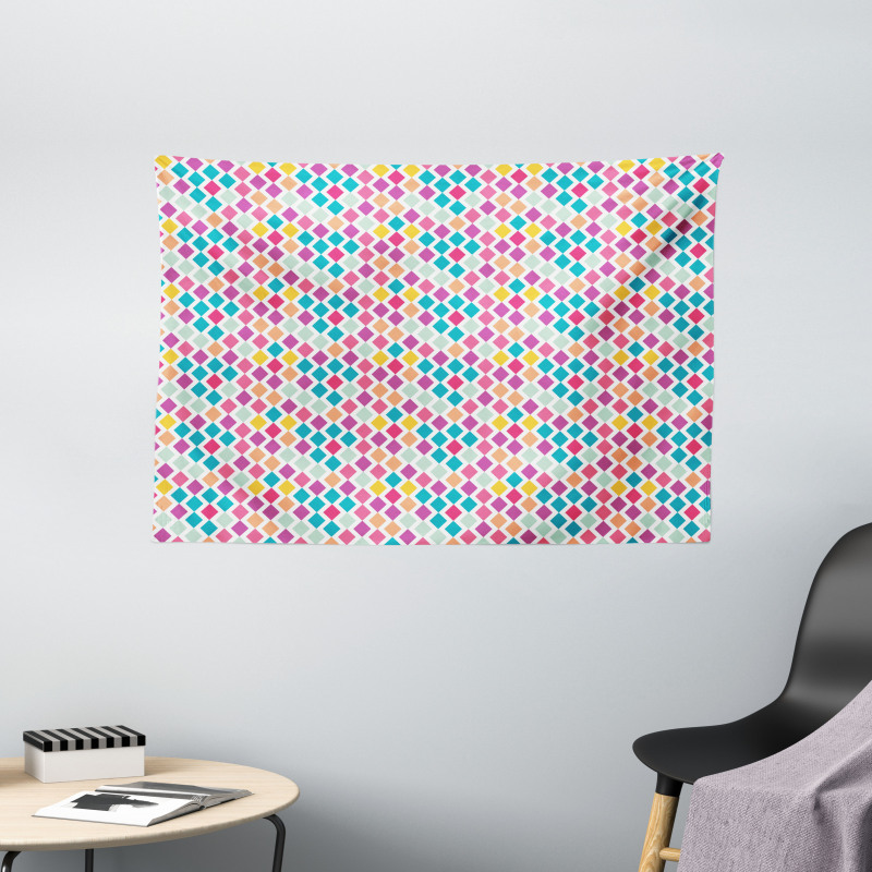 Rhombus Shapes Abstract Wide Tapestry