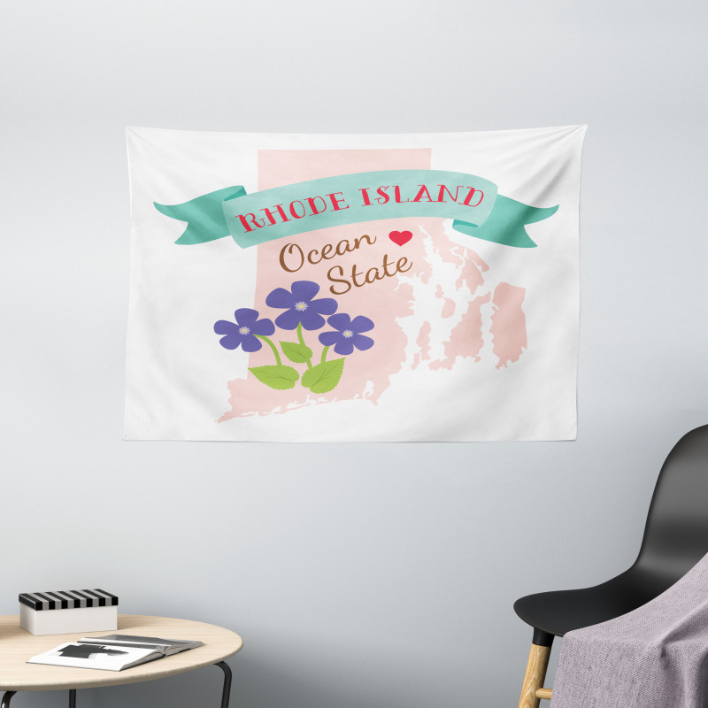 Retro Design State Map Wide Tapestry