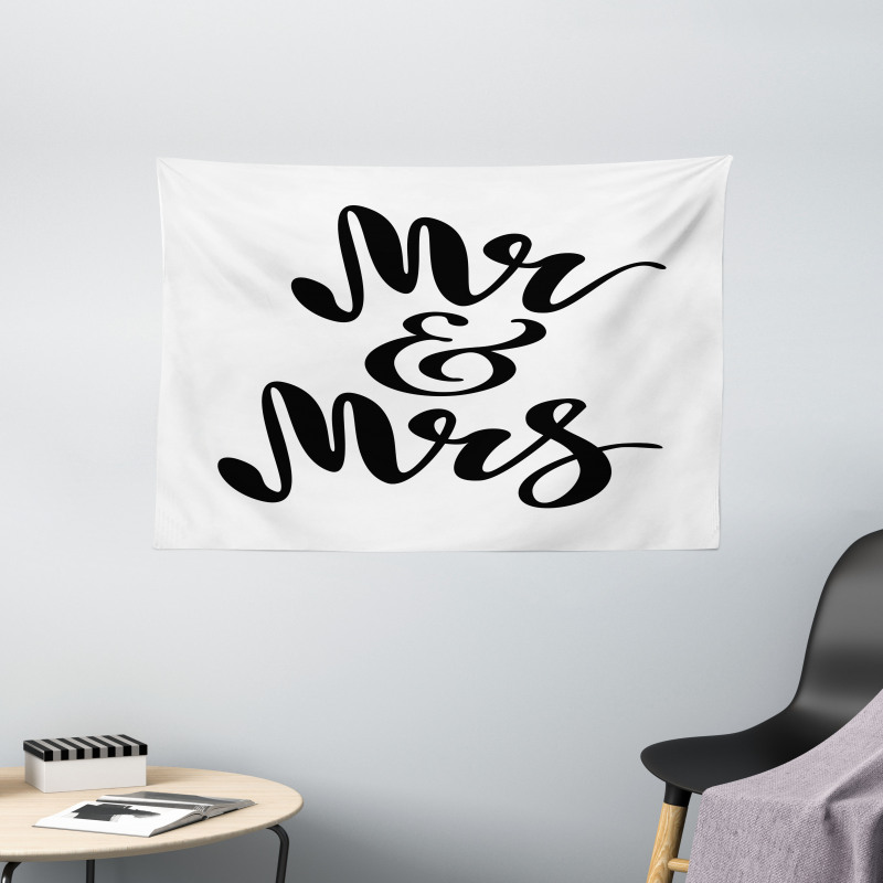 Hand Lettering Pattern Wide Tapestry