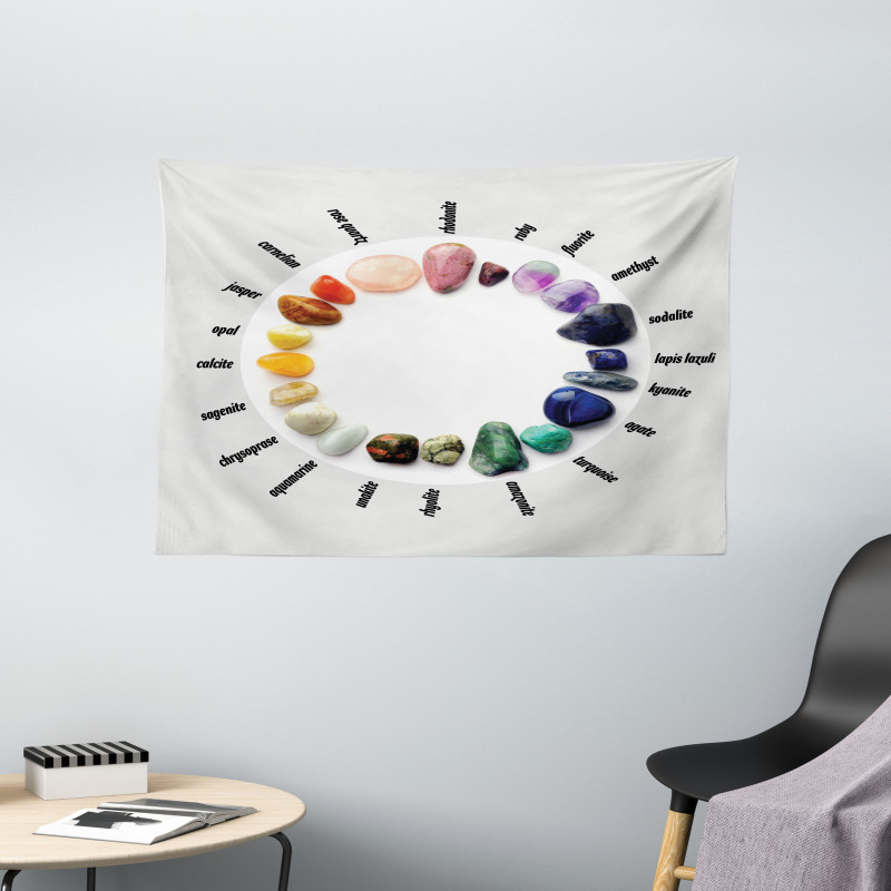 Colorful Precious Rocks Name Wide Tapestry