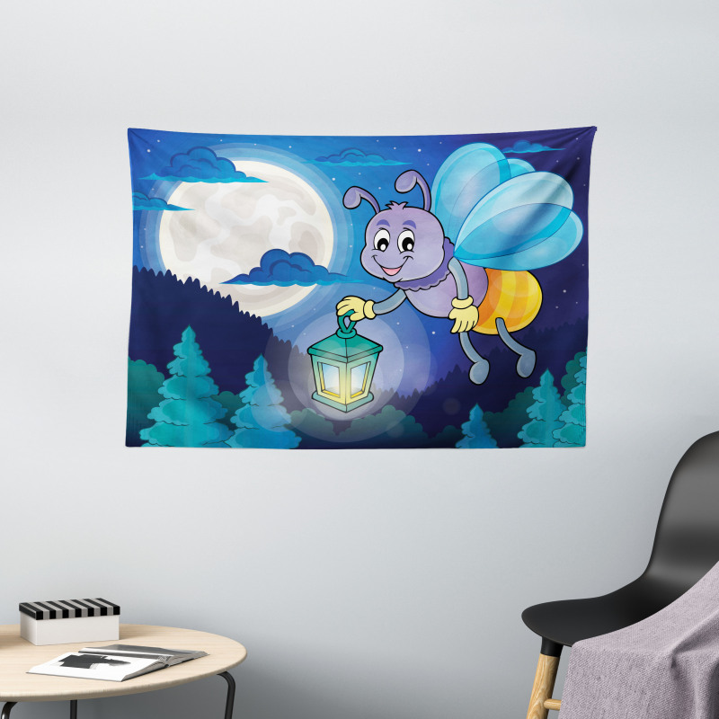 Cartoon Style Insect Wide Tapestry