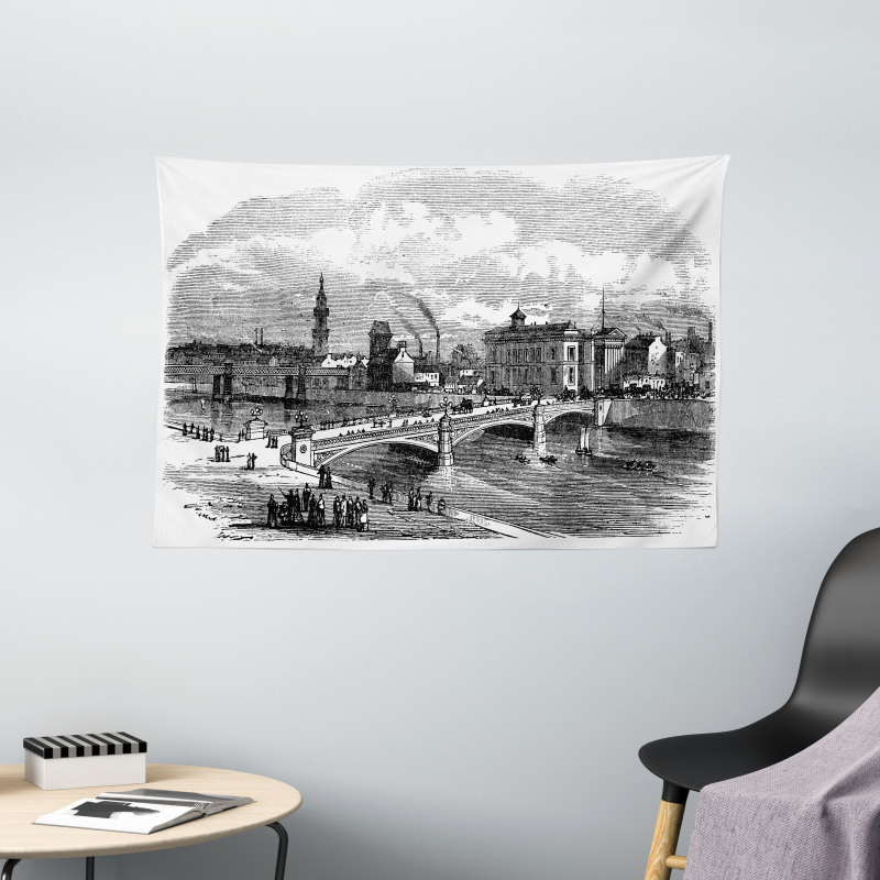 Albert Bridge Glasgow Art Wide Tapestry