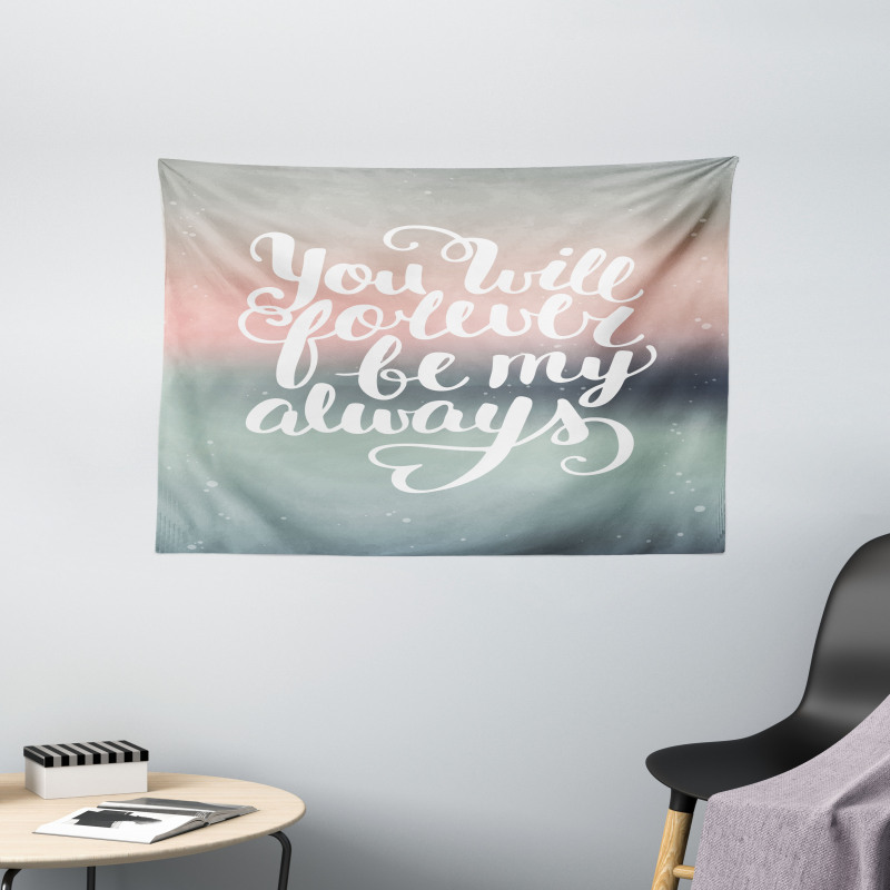 Pastel Tones Romantic Words Wide Tapestry