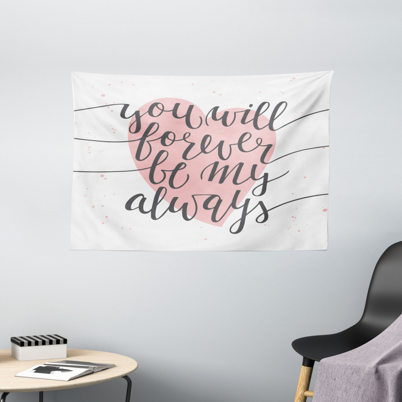 Heart and Love Words Wide Tapestry