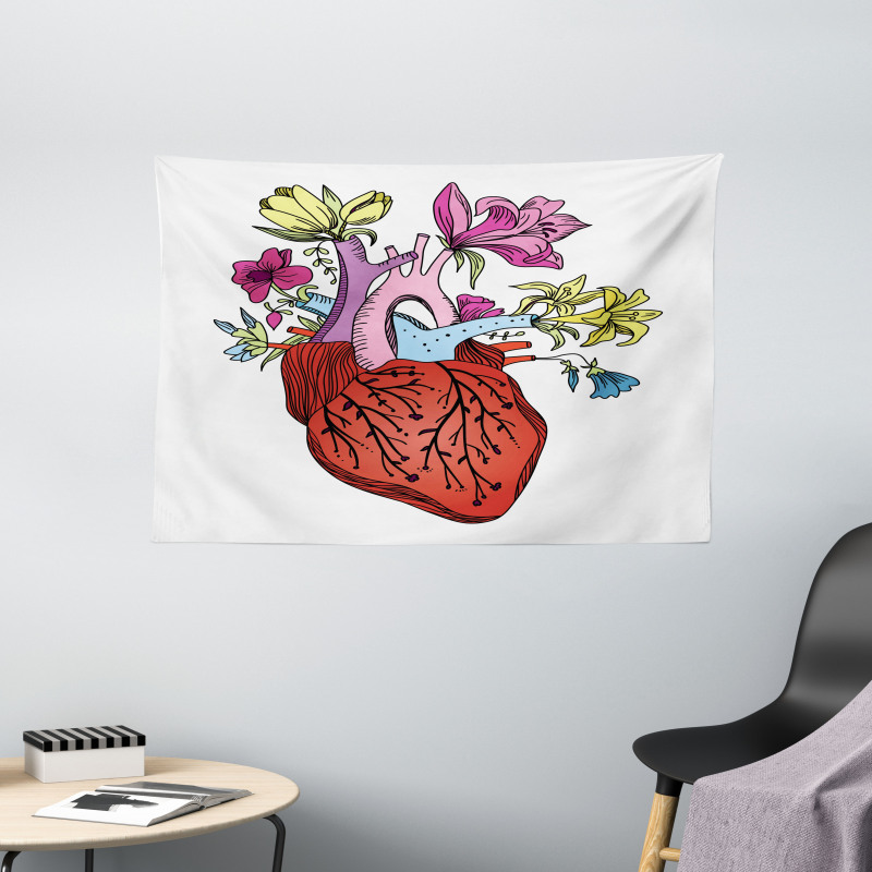 Vivid Flora Human Heart Wide Tapestry