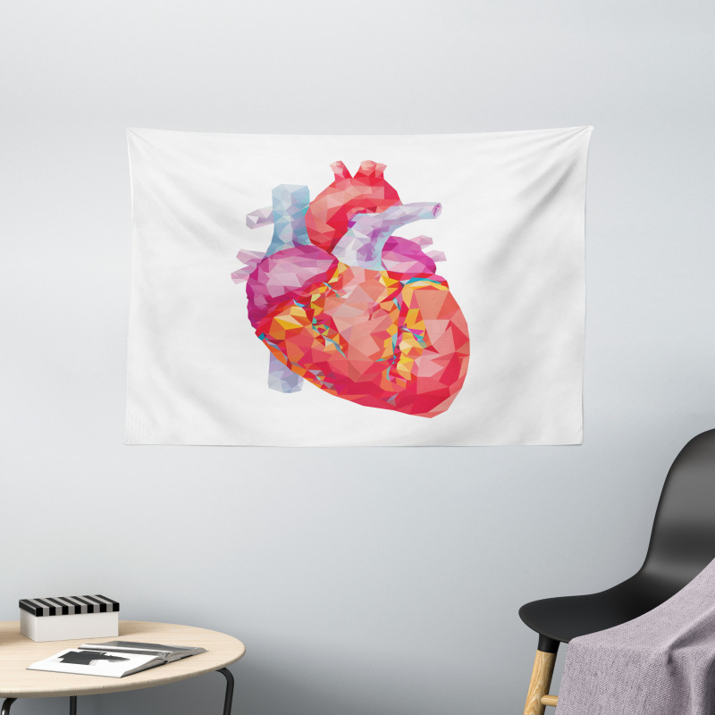 Polygon Art Human Heart Wide Tapestry