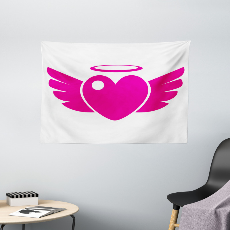 Heart with Wings Eros Romantic Wide Tapestry