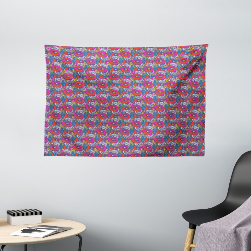 Energetic Colors Chaotic Art Wide Tapestry