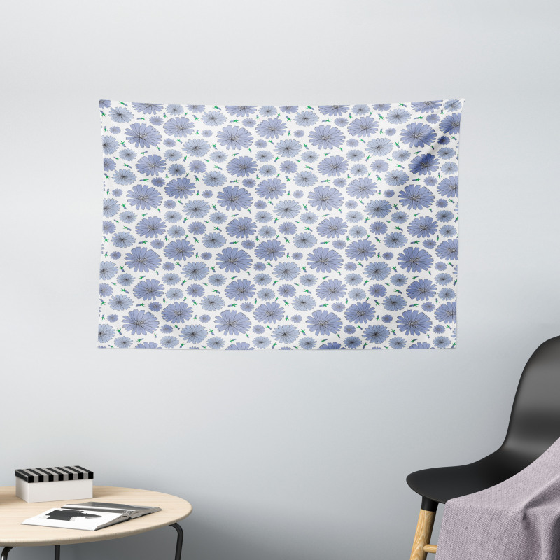 Chicory Flower Pattern Buds Wide Tapestry