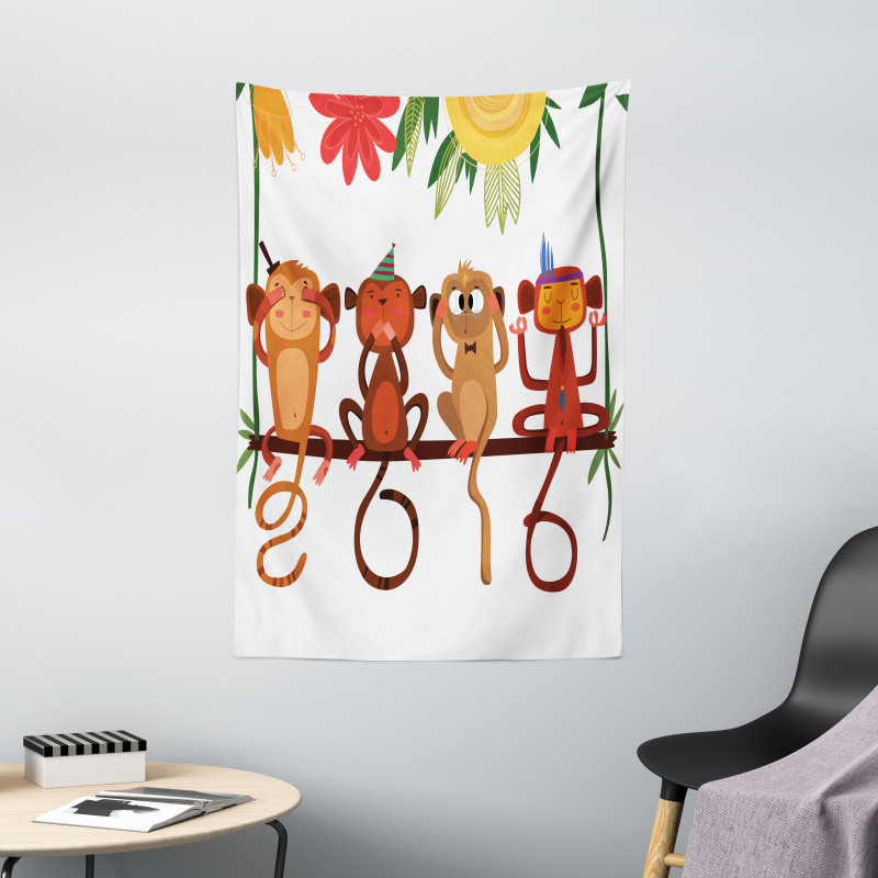 Animals Sitting Branch Tapestry