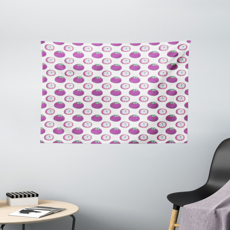 Exotic Mangosteen Pattern Wide Tapestry