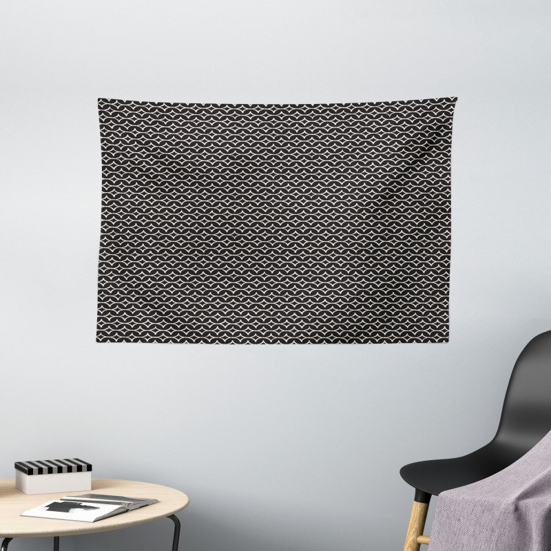 Ink Style Half Circles Wide Tapestry