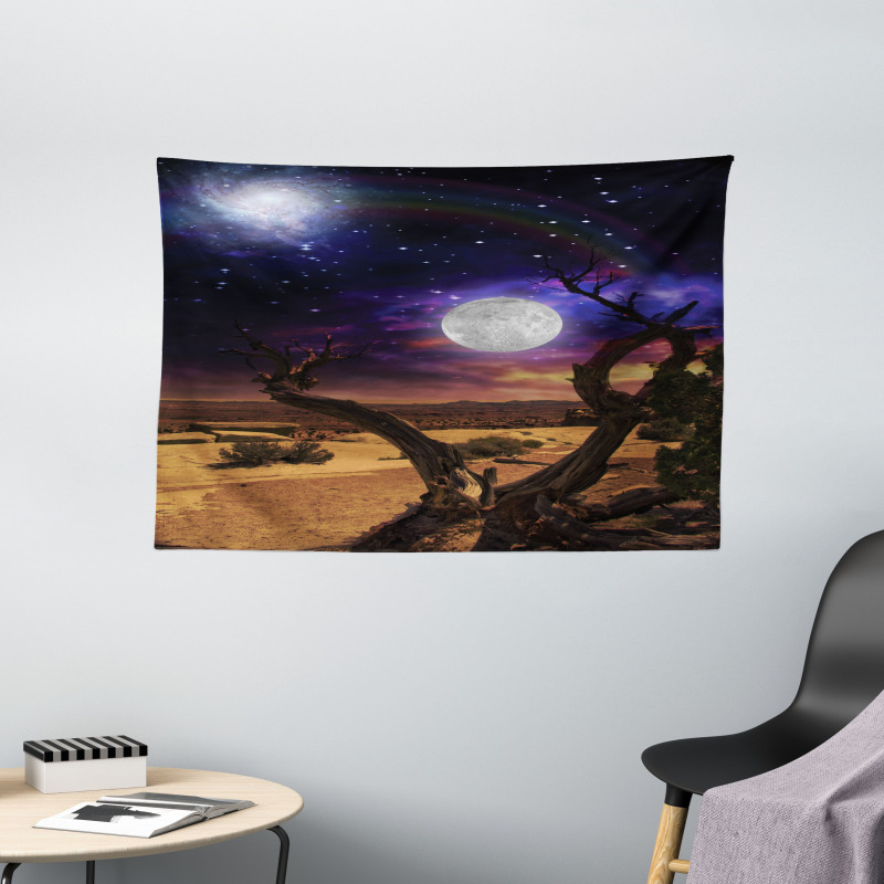 Desert Night Nebula Stars Wide Tapestry