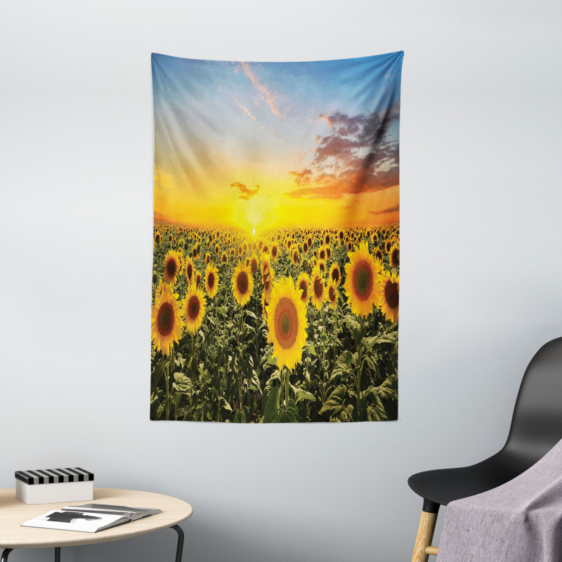 Sunflowers Field Dusk Tapestry