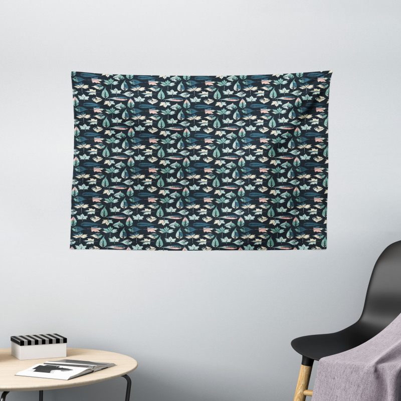 Weathered Pastel Foliage Wide Tapestry