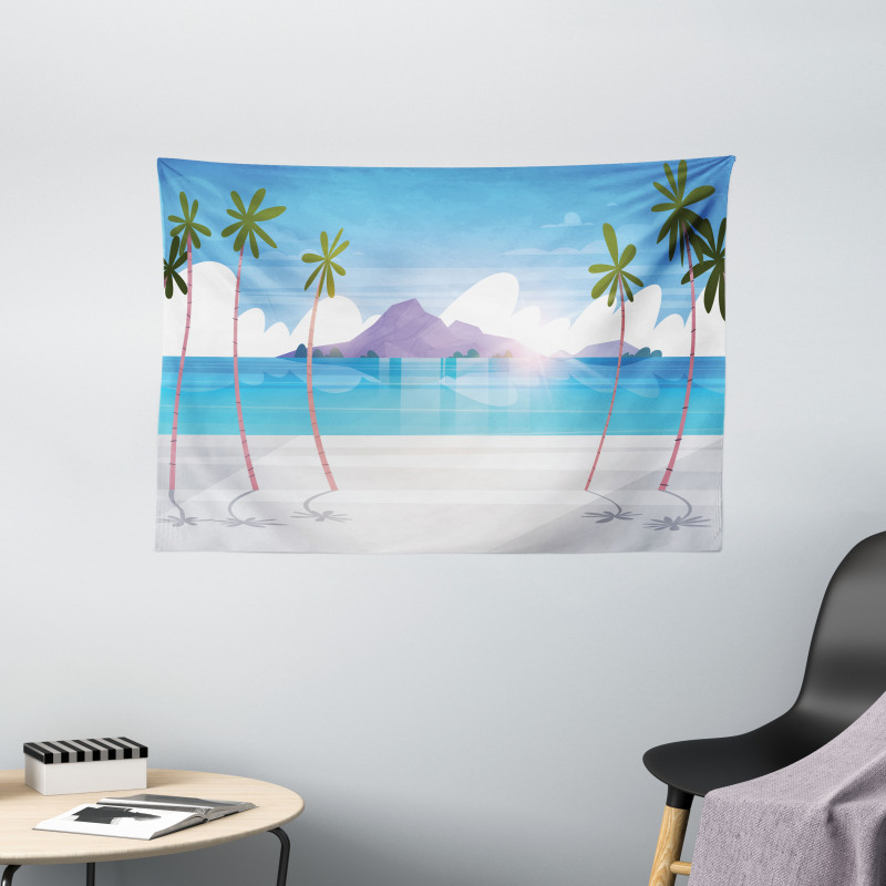 Summer Seaside with Palms Wide Tapestry