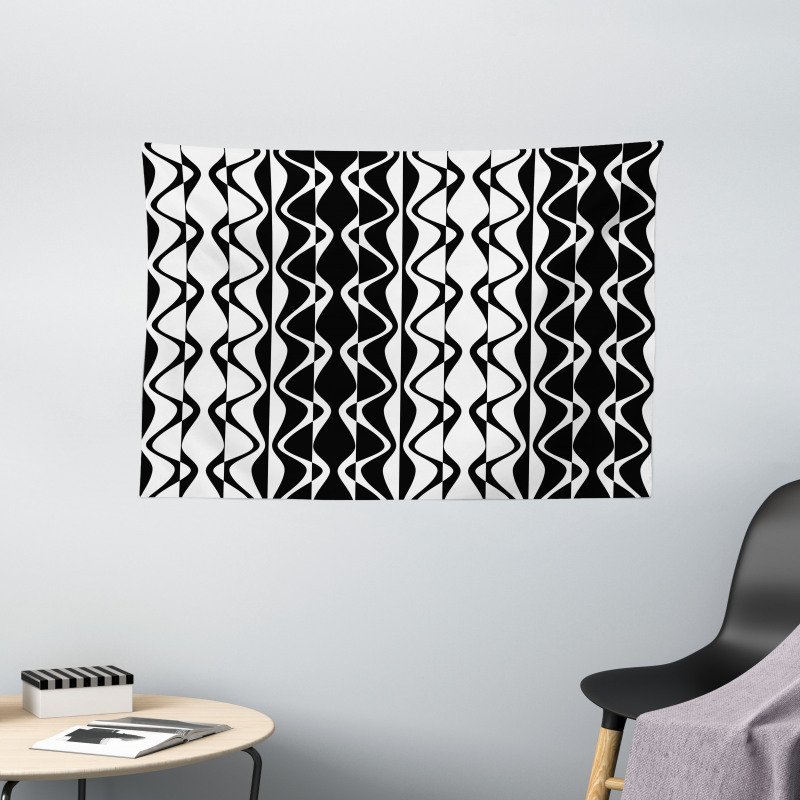 Simplistic Curvy Lines Wide Tapestry