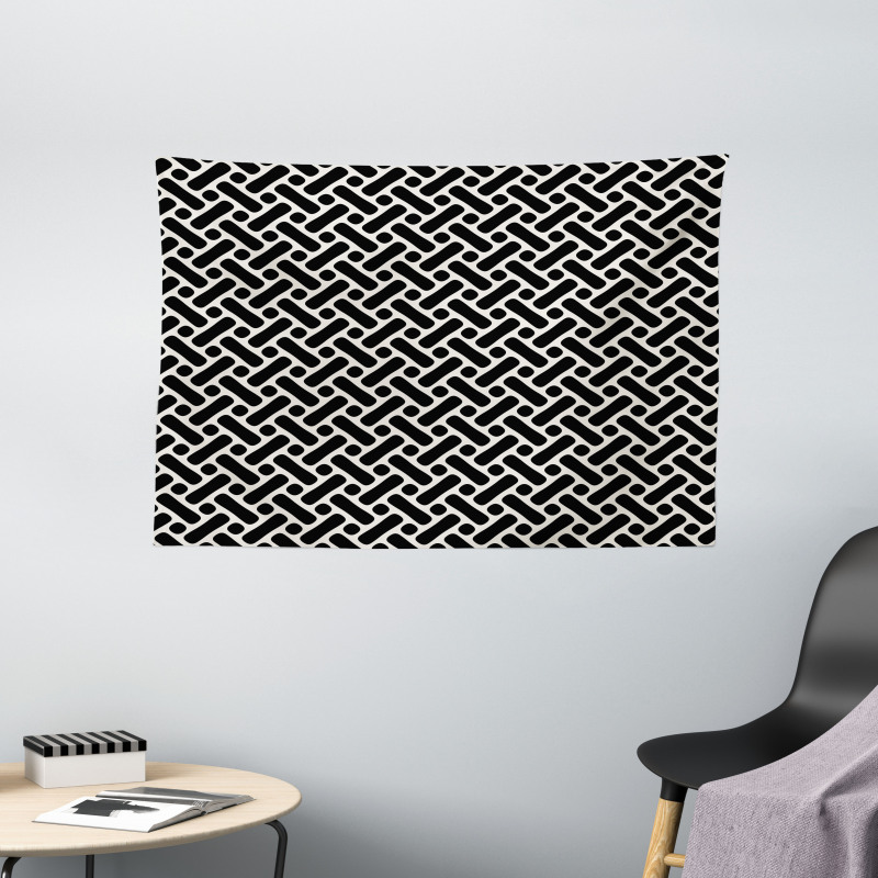 Modern Symmetric Shapes Wide Tapestry