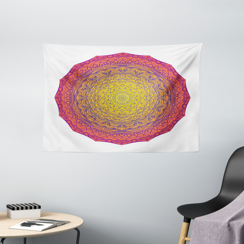 Vivid Abstract Medallion Wide Tapestry