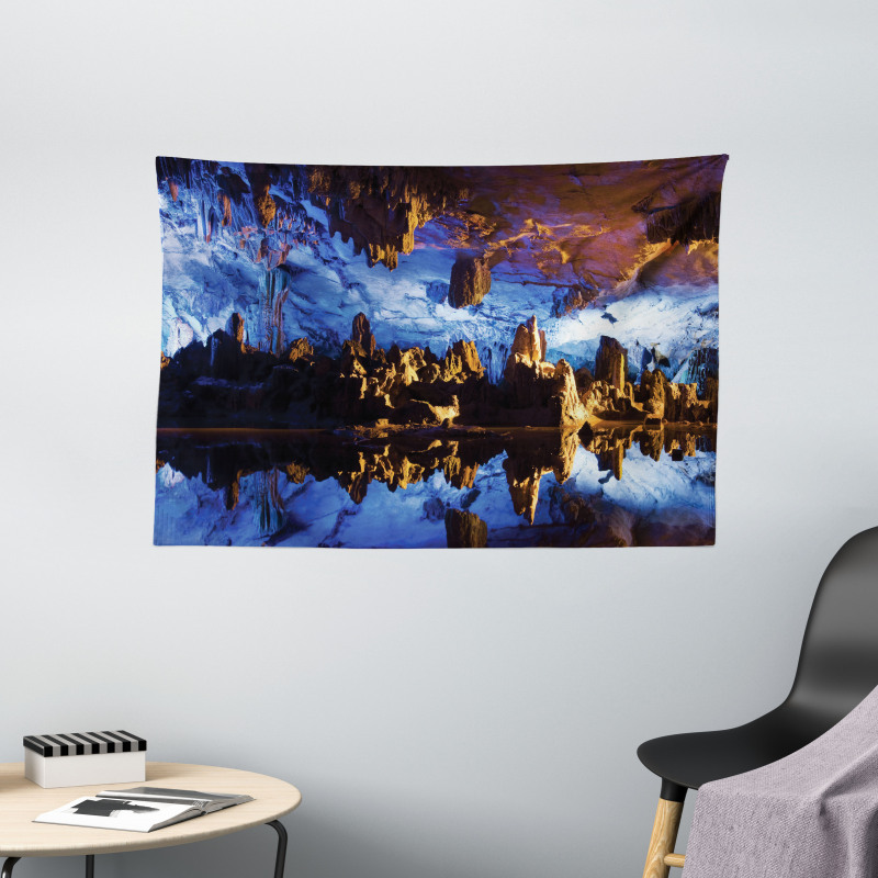 Cave Formation Reflection Wide Tapestry