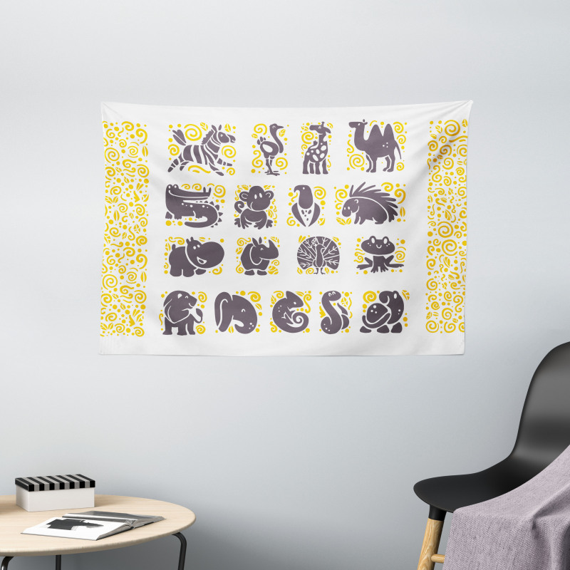 Grey Animal Wide Tapestry