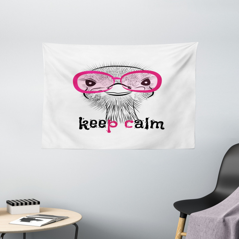 Hipster Animal and Glasses Wide Tapestry