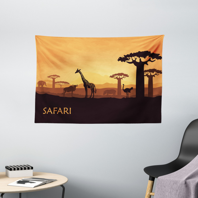 Exotic and Pastoral Sunset Wide Tapestry