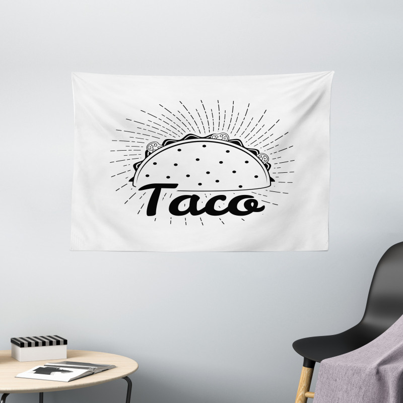 Mexican Taco Typography Art Wide Tapestry