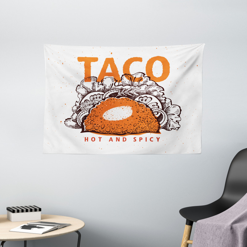 Hot and Spicy Tacos Wide Tapestry