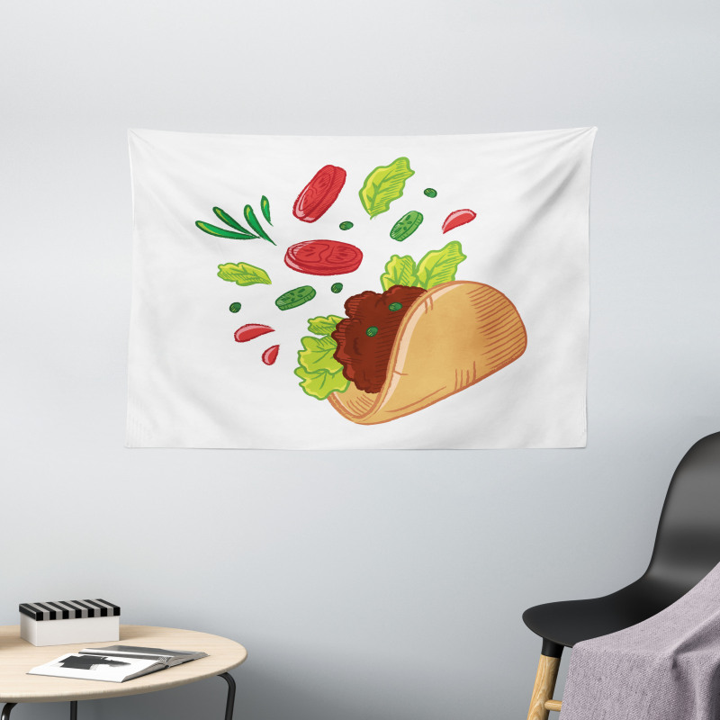 Mexican Tortilla with Veggies Wide Tapestry