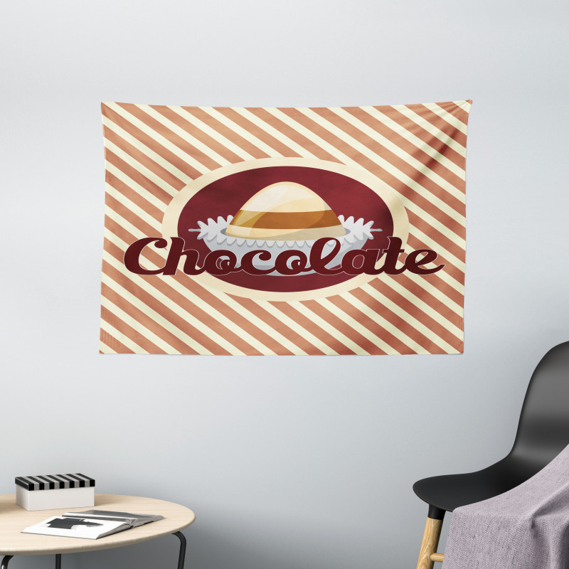 Chocolate Typography Wide Tapestry