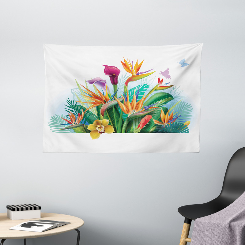 Exotic Flower Strelitzia Wide Tapestry