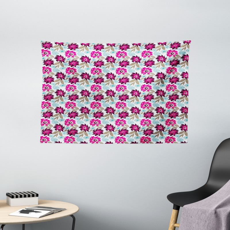 Abstract Marsala Blossoms Wide Tapestry