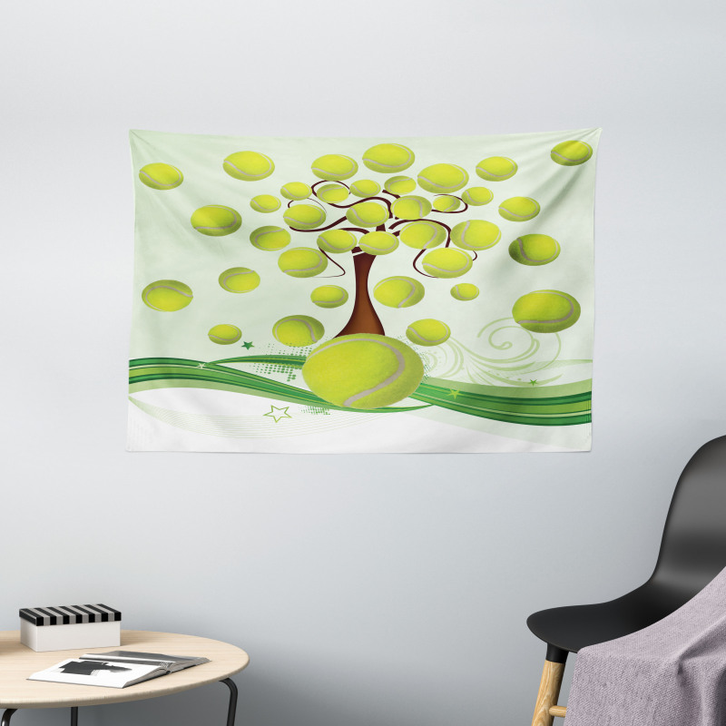 Tennis Balls Pattern Wide Tapestry